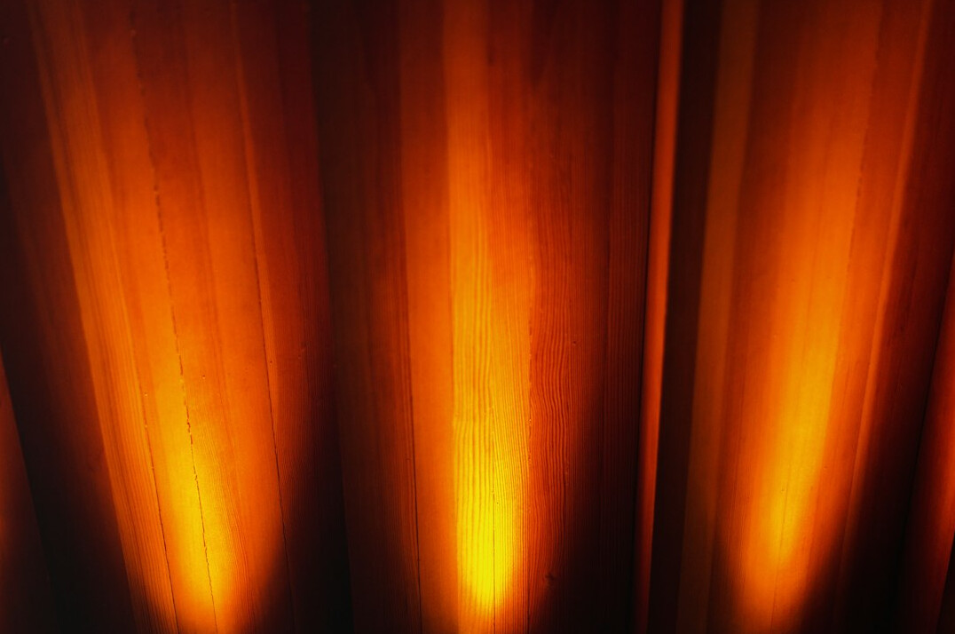 Stage lights glowing in warm tones